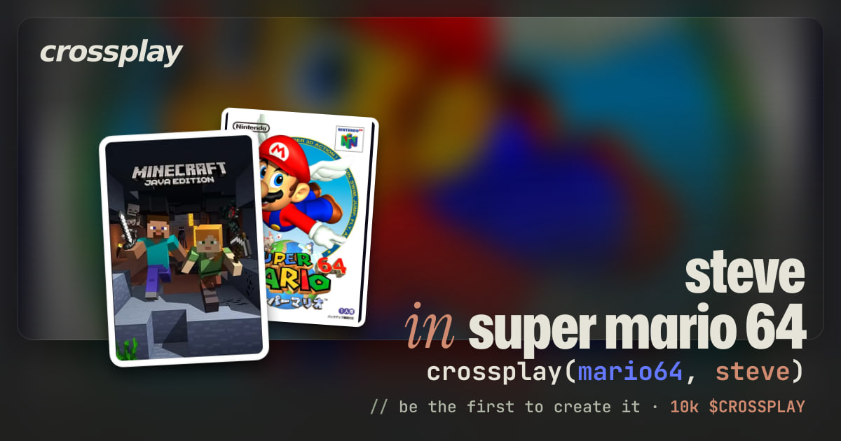 link card: steve in super mario 64