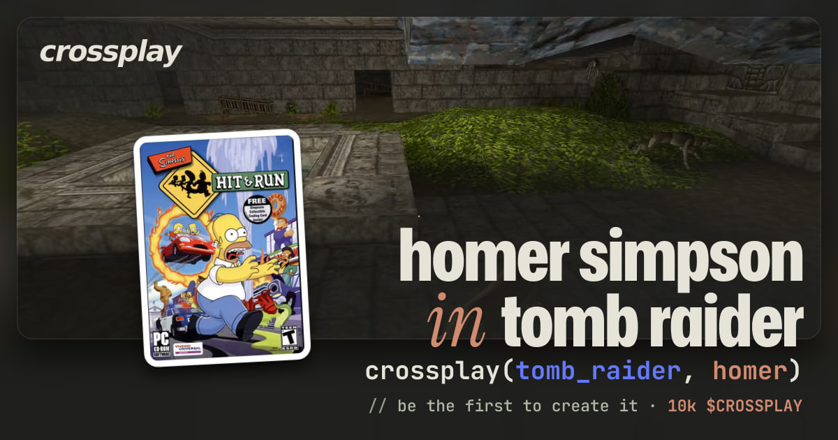 link card: homer simpson in tomb raider